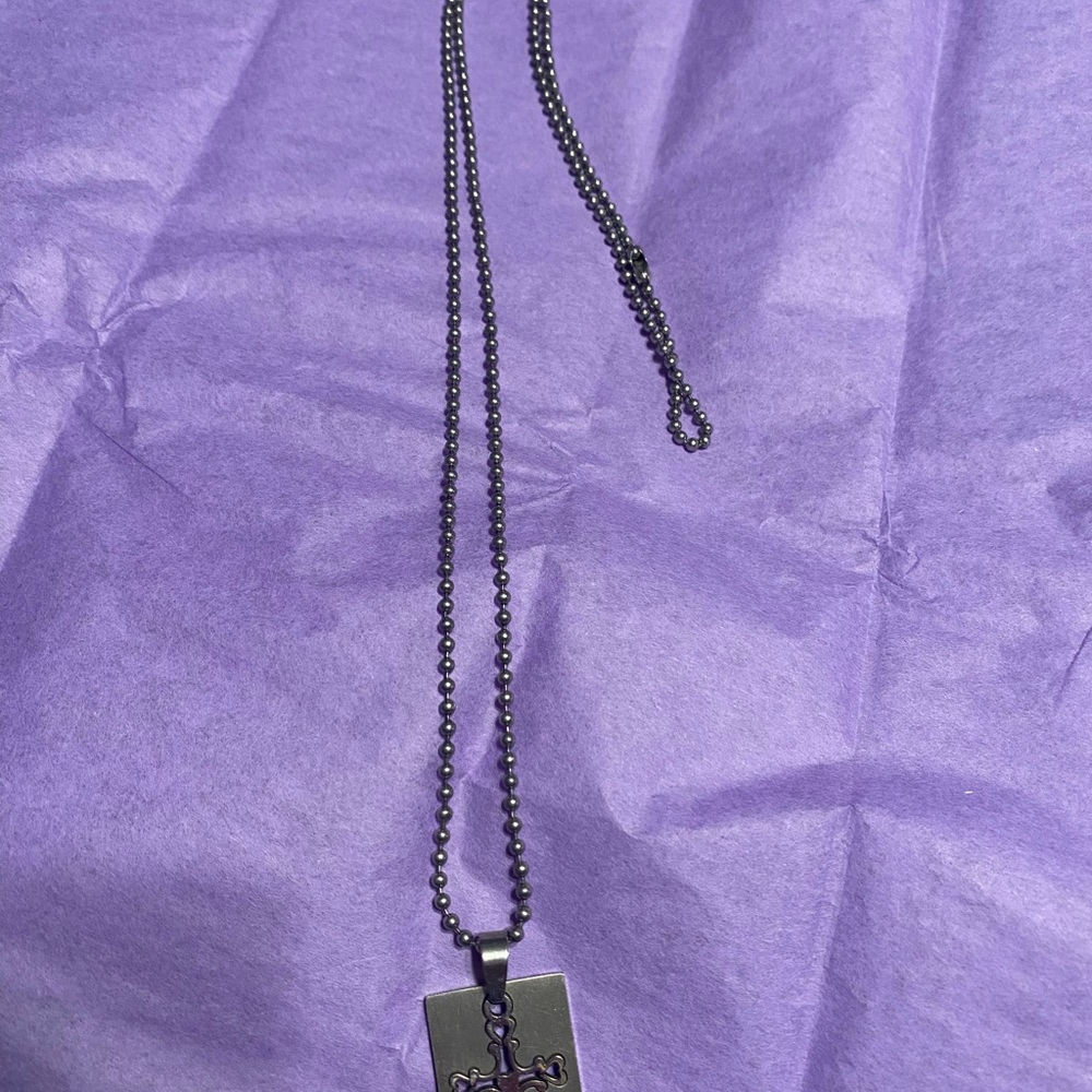 Elegant Black Beaded Necklace with Cross Pendant